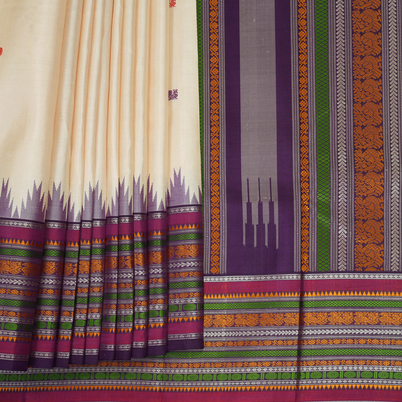 Hayagrivas Handloom Sandal Kanjivaram Silk Saree with Purple Border KBF768H2-5