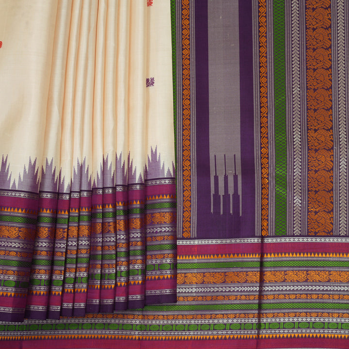 Hayagrivas Handloom Sandal Kanjivaram Silk Saree with Purple Border KBF768H2-5