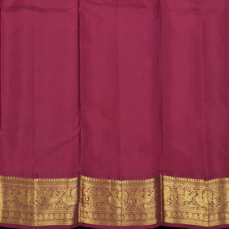 Hayagrivas Handloom Multicolour Checks Kanjivaram Silk Saree with Pinkish Maroon Border KBF76D1-1