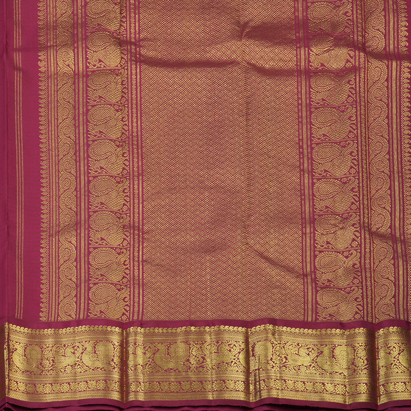 Hayagrivas Handloom Multicolour Checks Kanjivaram Silk Saree with Pinkish Maroon Border KBF76D1-1