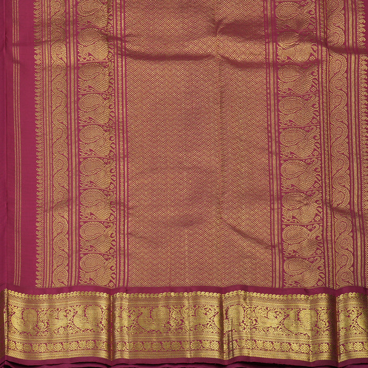 Hayagrivas Handloom Multicolour Checks Kanjivaram Silk Saree with Pinkish Maroon Border KBF76D1-1