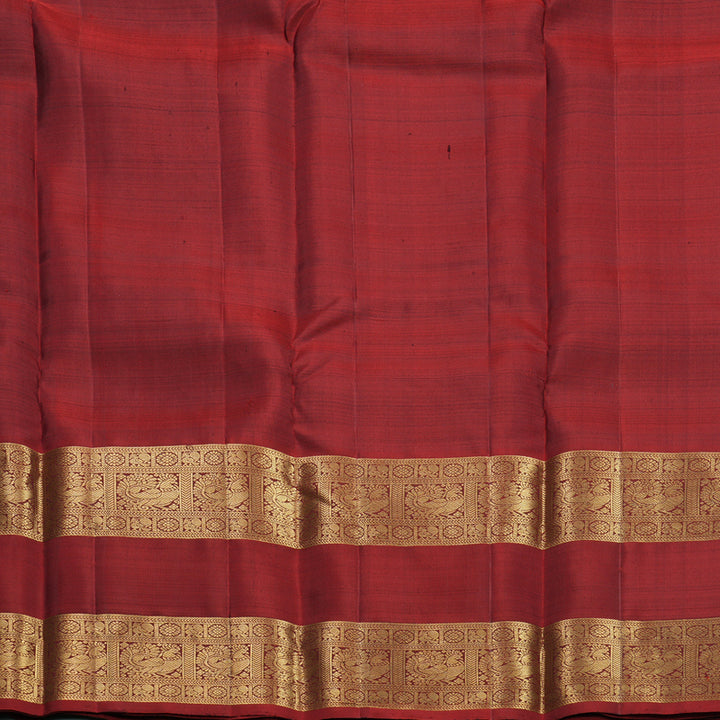 Hayagrivas Handloom Kanchana Brown Kanjivaram Silk Saree with Rust Red Border KBF770H1-1