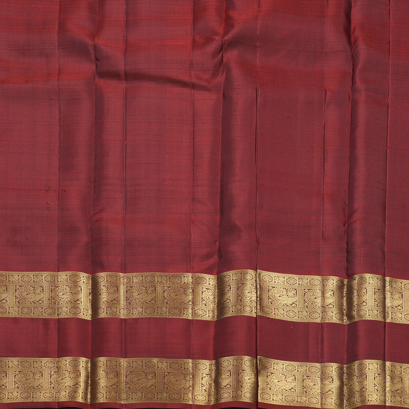 Hayagrivas Handloom Brown Kanjivaram Silk Saree with Araku Red Border KBF770H1-2