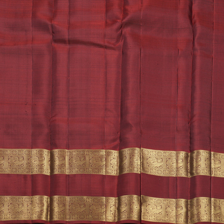 Hayagrivas Handloom Brown Kanjivaram Silk Saree with Araku Red Border KBF770H1-2