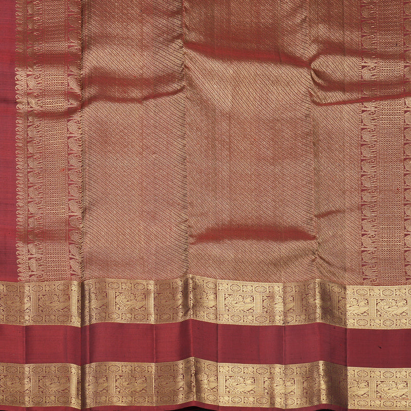 Hayagrivas Handloom Brown Kanjivaram Silk Saree with Araku Red Border KBF770H1-2