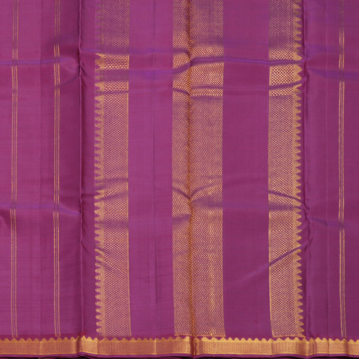 Hayagrivas Handloom Sunset Orange Kanjivaram Silk Saree with Purple Border KBF770H12-1