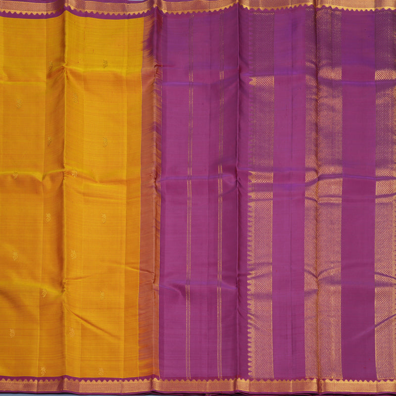 Hayagrivas Handloom Sunset Orange Kanjivaram Silk Saree with Purple Border KBF770H12-1