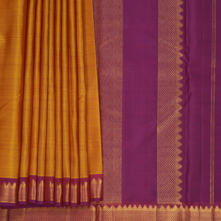 Hayagrivas Handloom Sunset Orange Kanjivaram Silk Saree with Purple Border KBF770H12-1