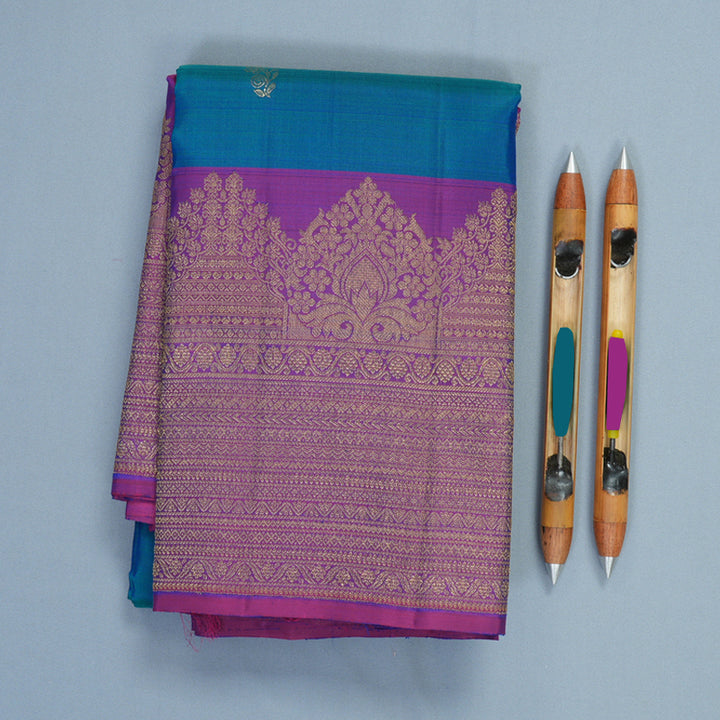 Hayagrivas Handloom Mayilkazhuthu Kanjivaram Silk Saree with Purple Border KBF770H18-2