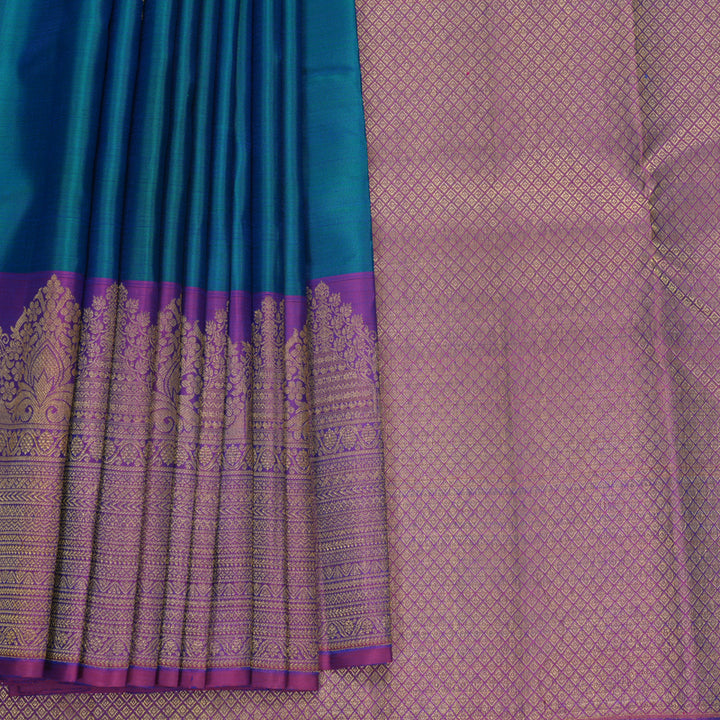 Hayagrivas Handloom Mayilkazhuthu Kanjivaram Silk Saree with Purple Border KBF770H18-2