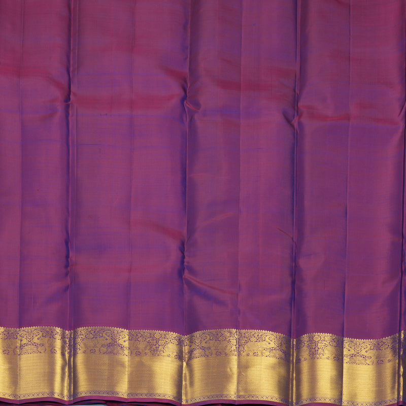 Hayagrivas Handloom Blue-Green Kanjivaram Silk Saree with Wine Purple Border KBF770H6-2