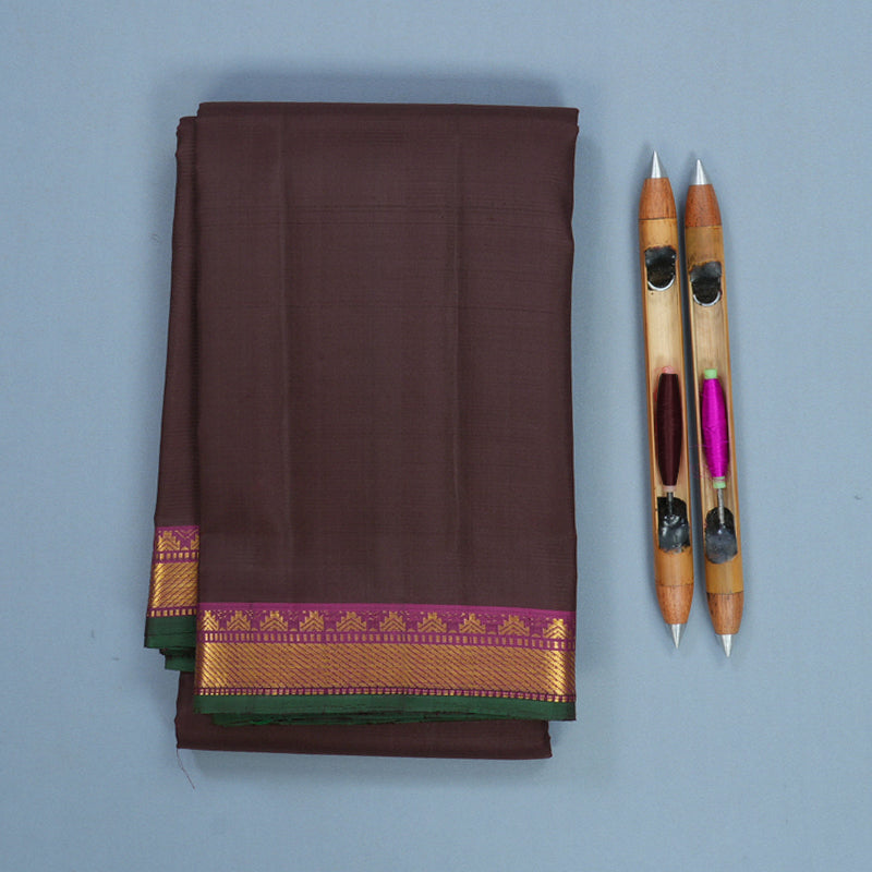 Hayagrivas Handloom Deep Snuff Kanjivaram Silk Saree with Purple Border KBF771H1-5