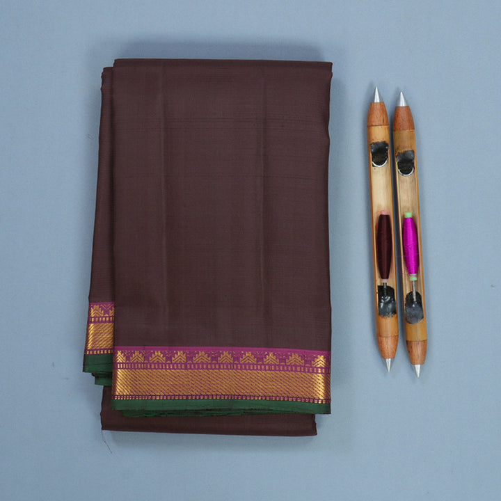 Hayagrivas Handloom Deep Snuff Kanjivaram Silk Saree with Purple Border KBF771H1-5