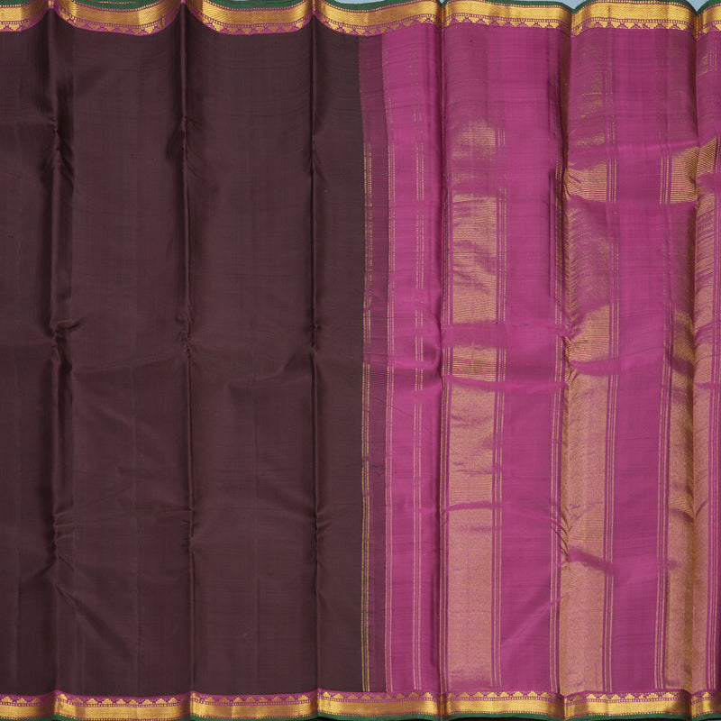 Hayagrivas Handloom Deep Snuff Kanjivaram Silk Saree with Purple Border KBF771H1-5