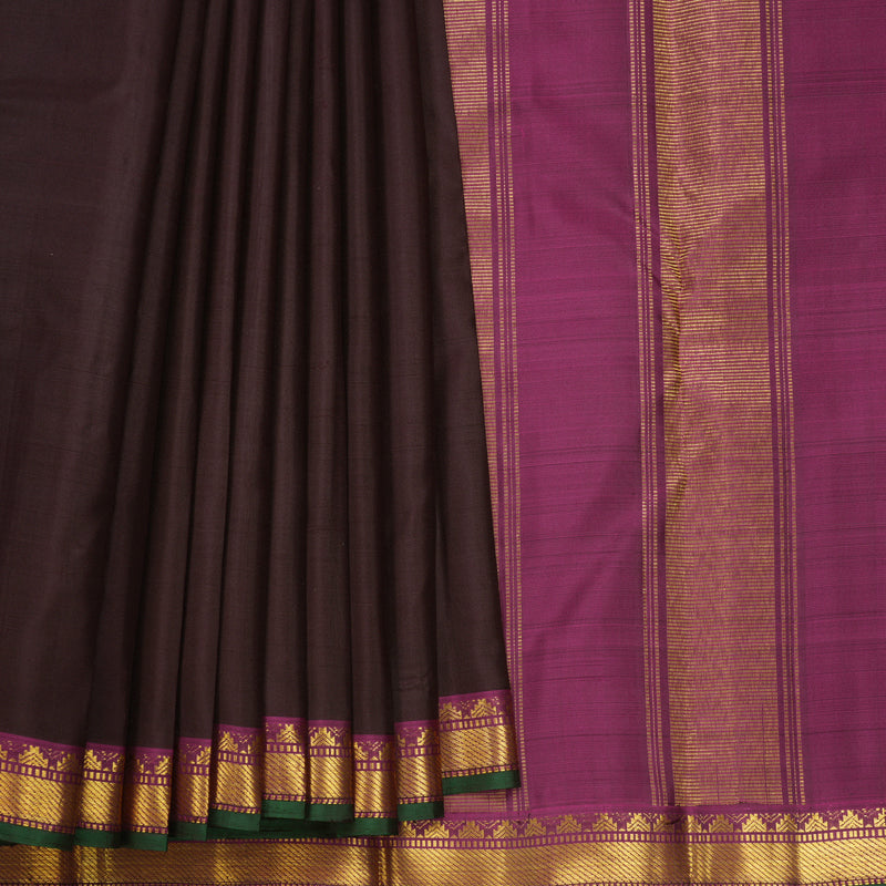 Hayagrivas Handloom Deep Snuff Kanjivaram Silk Saree with Purple Border KBF771H1-5
