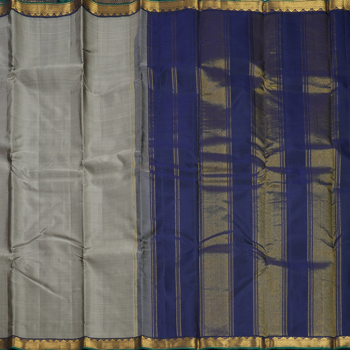Hayagrivas Handloom Grey Kanjivaram Silk Saree with Navy Blue Border KBF771H1-7