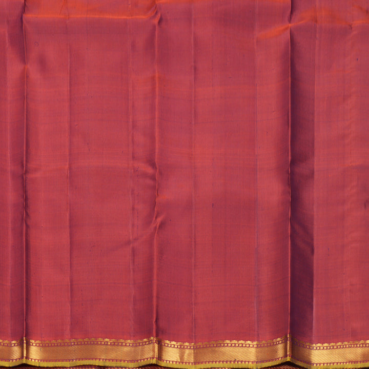 Hayagrivas Handloom Dark Blue Kanjivaram Silk Saree with Rusty Red Border KBF771H2-6