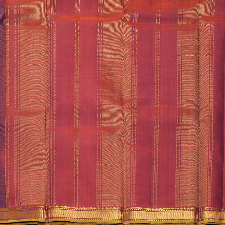 Hayagrivas Handloom Dark Blue Kanjivaram Silk Saree with Rusty Red Border KBF771H2-6