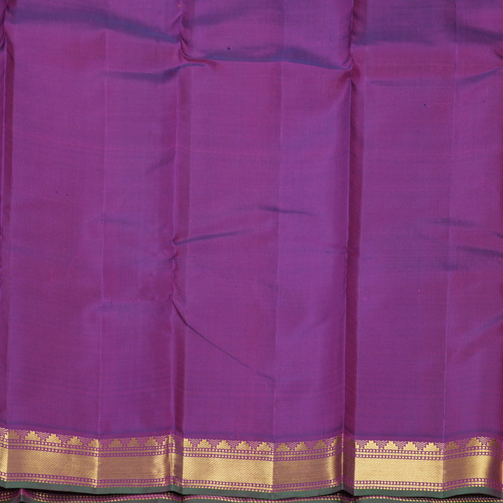 Hayagrivas Handloom Orangish-Pink Kanjivaram Silk Saree with Purple Border KBF771H3-2