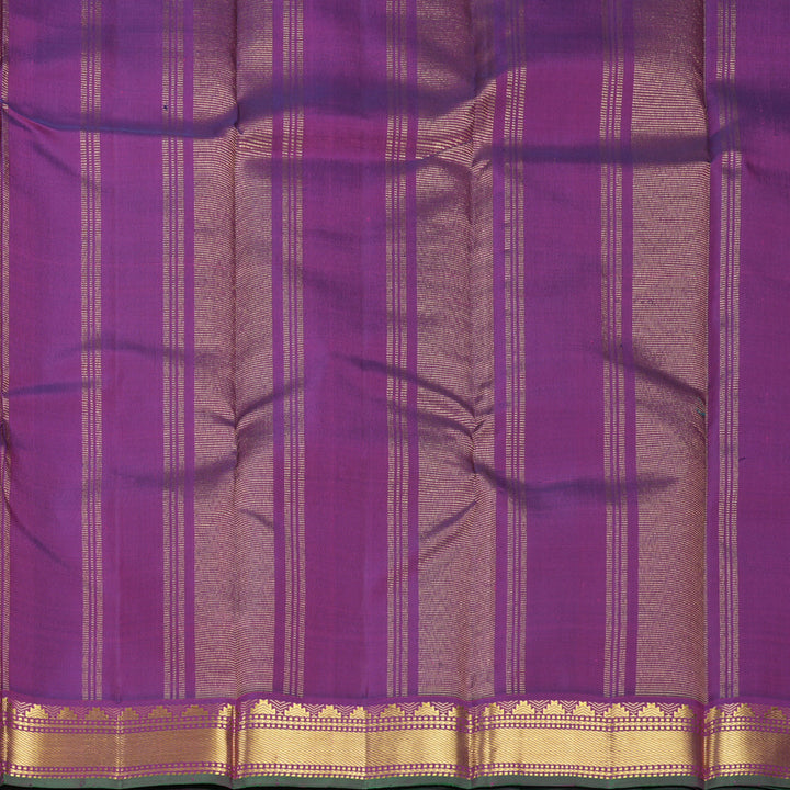 Hayagrivas Handloom Orangish-Pink Kanjivaram Silk Saree with Purple Border KBF771H3-2