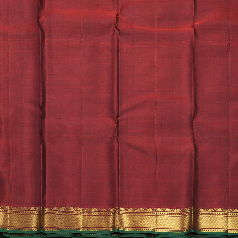 Hayagrivas Handloom Dark Brown Kanjivaram Silk Saree with Rust Orange Border KBF771H3-3