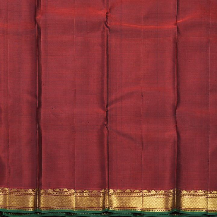 Hayagrivas Handloom Dark Brown Kanjivaram Silk Saree with Rust Orange Border KBF771H3-3