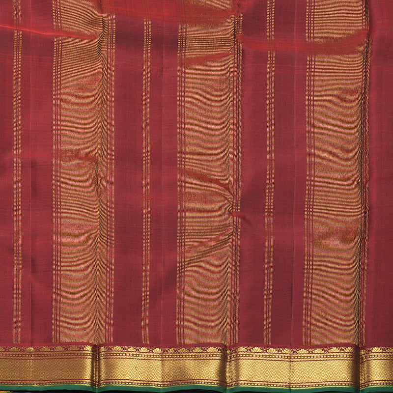 Hayagrivas Handloom Dark Brown Kanjivaram Silk Saree with Rust Orange Border KBF771H3-3