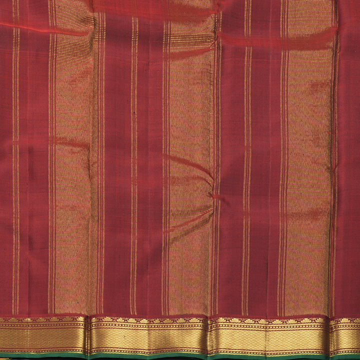 Hayagrivas Handloom Dark Brown Kanjivaram Silk Saree with Rust Orange Border KBF771H3-3