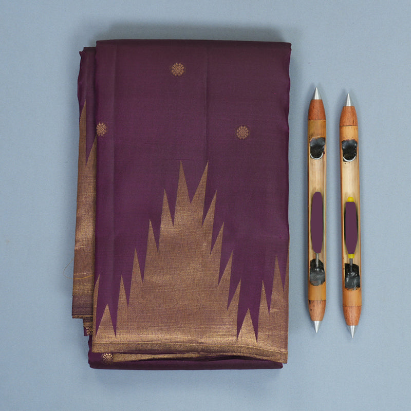 Hayagrivas Handloom Purple Kanjivaram Silk Saree with Temple Border KBF772H1-1