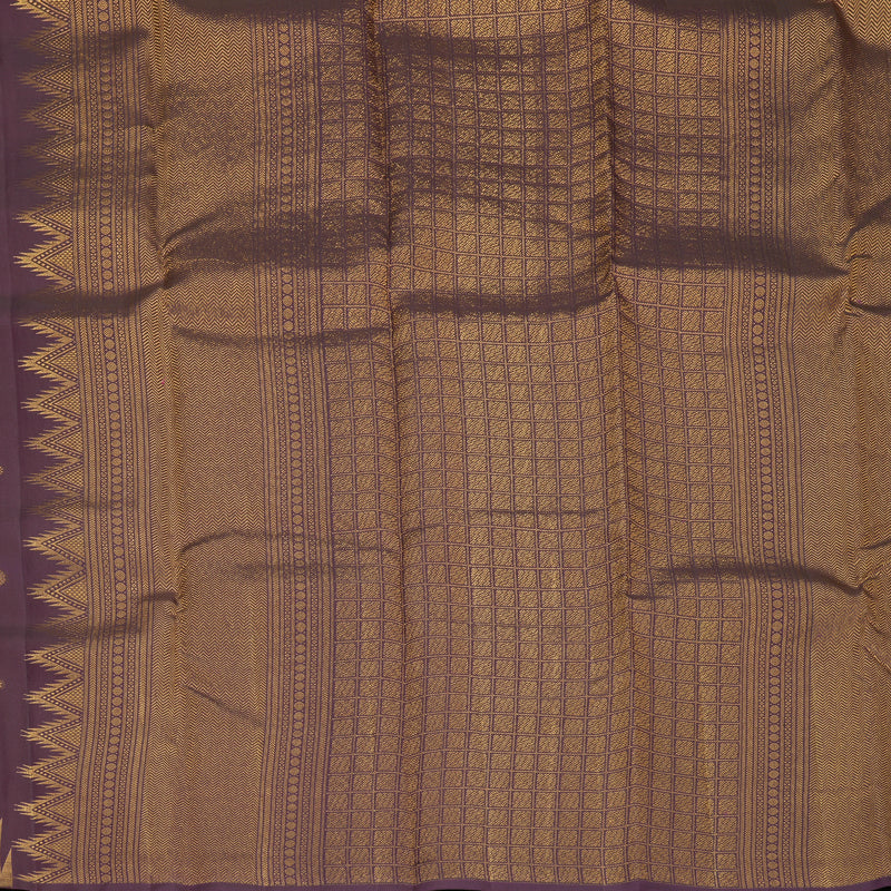 Hayagrivas Handloom Purple Kanjivaram Silk Saree with Temple Border KBF772H1-1
