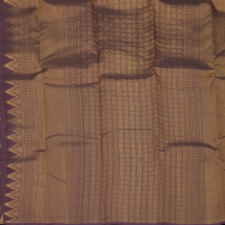 Hayagrivas Handloom Purple Kanjivaram Silk Saree with Temple Border KBF772H1-1