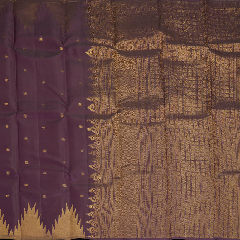 Hayagrivas Handloom Purple Kanjivaram Silk Saree with Temple Border KBF772H1-1