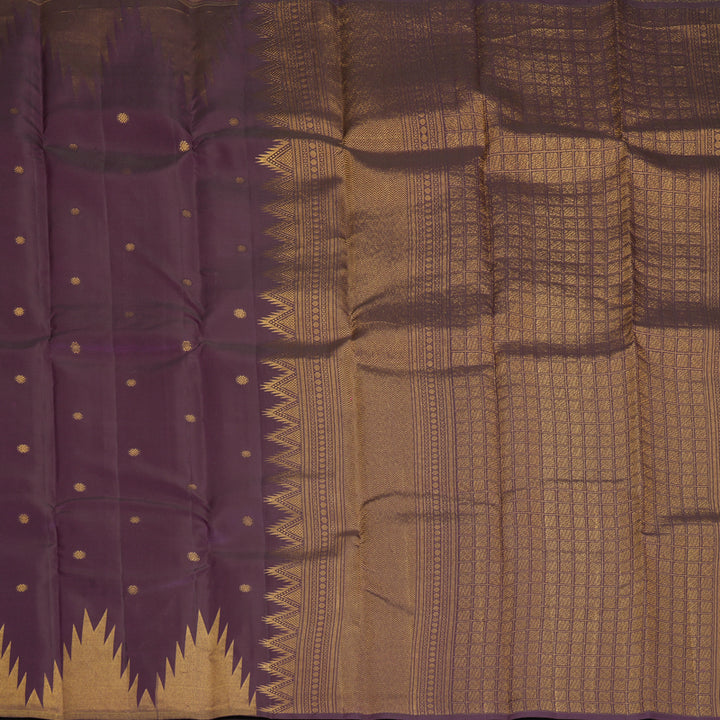 Hayagrivas Handloom Purple Kanjivaram Silk Saree with Temple Border KBF772H1-1