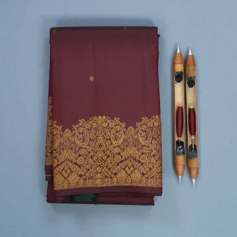 Hayagrivas Handloom Dark Maroon Kanjivaram Silk Saree KBF772H3-3