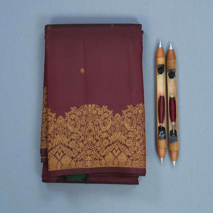 Hayagrivas Handloom Dark Maroon Kanjivaram Silk Saree KBF772H3-3