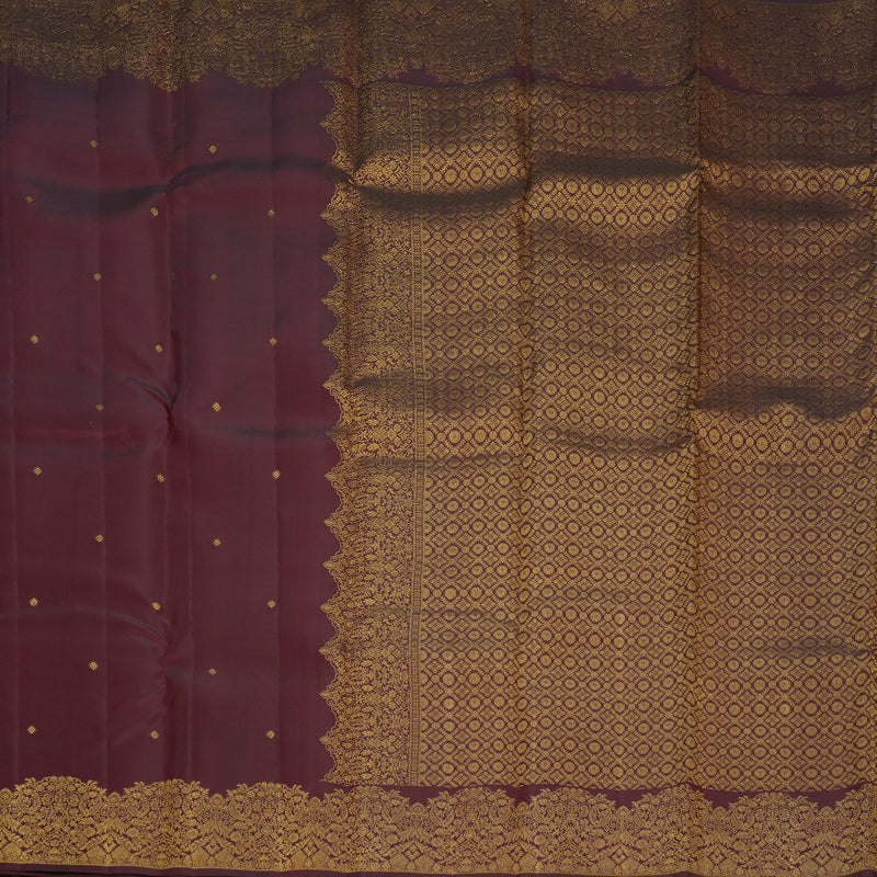 Hayagrivas Handloom Dark Maroon Kanjivaram Silk Saree KBF772H3-3