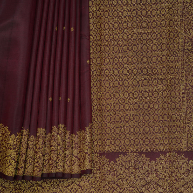 Hayagrivas Handloom Dark Maroon Kanjivaram Silk Saree KBF772H3-3