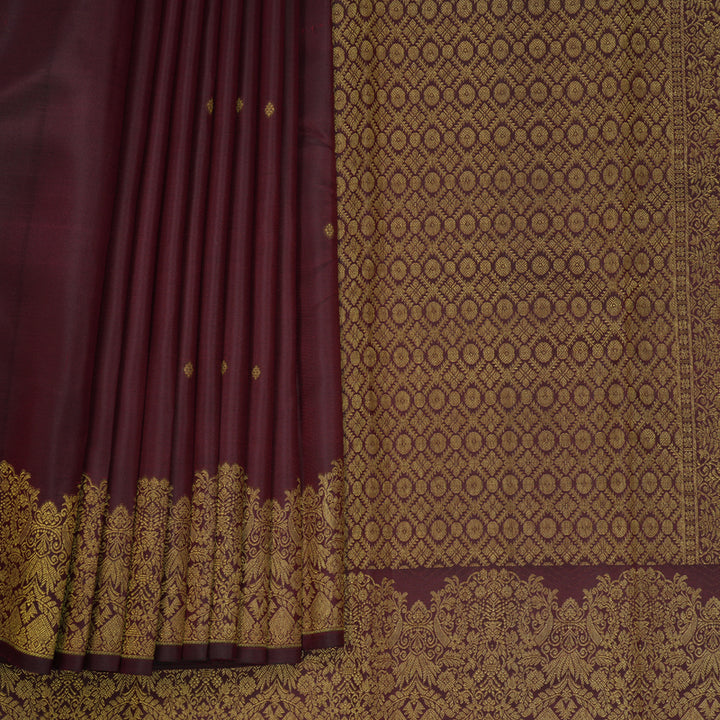 Hayagrivas Handloom Dark Maroon Kanjivaram Silk Saree KBF772H3-3