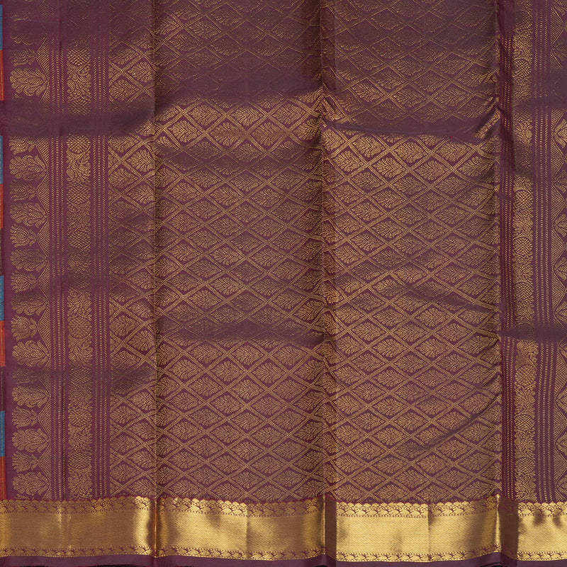 Hayagrivas Handloom Multicolour Checks Kanjivaram Silk Saree KBF773H1-2