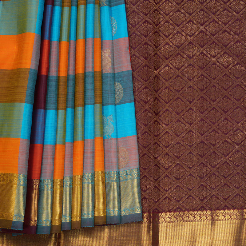 Hayagrivas Handloom Multicolour Checks Kanjivaram Silk Saree KBF773H1-2