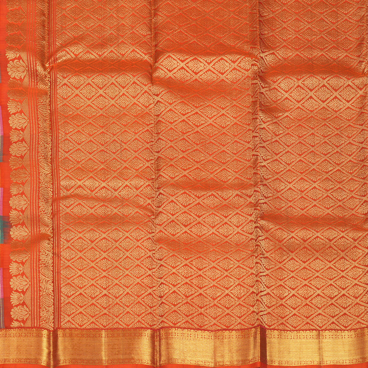 Hayagrivas Handloom Multicolour Checks Kanjivaram Silk Saree KBF773H1-3