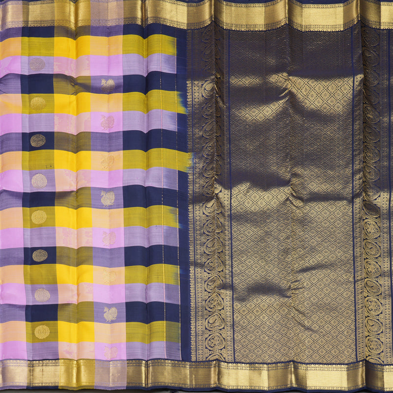 Hayagrivas Handloom Multicolour Checks Kanjivaram Silk Saree KBF773H1-5