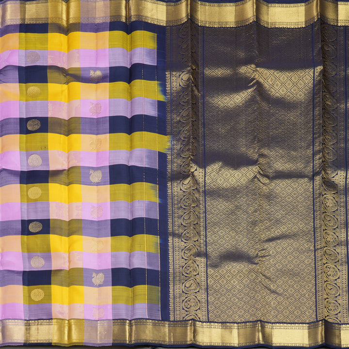 Hayagrivas Handloom Multicolour Checks Kanjivaram Silk Saree KBF773H1-5
