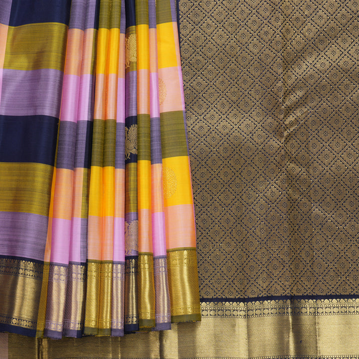 Hayagrivas Handloom Multicolour Checks Kanjivaram Silk Saree KBF773H1-5