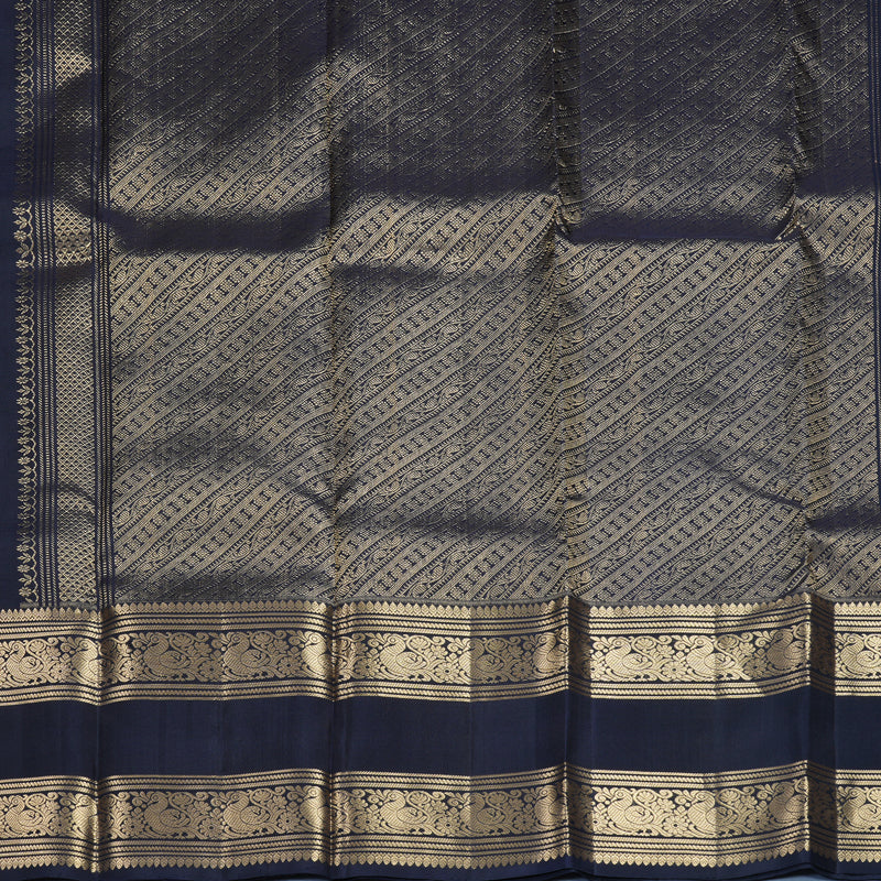 Hayagrivas Handloom Midnight Blue Kanjivaram Silk Saree KBF773H3-2