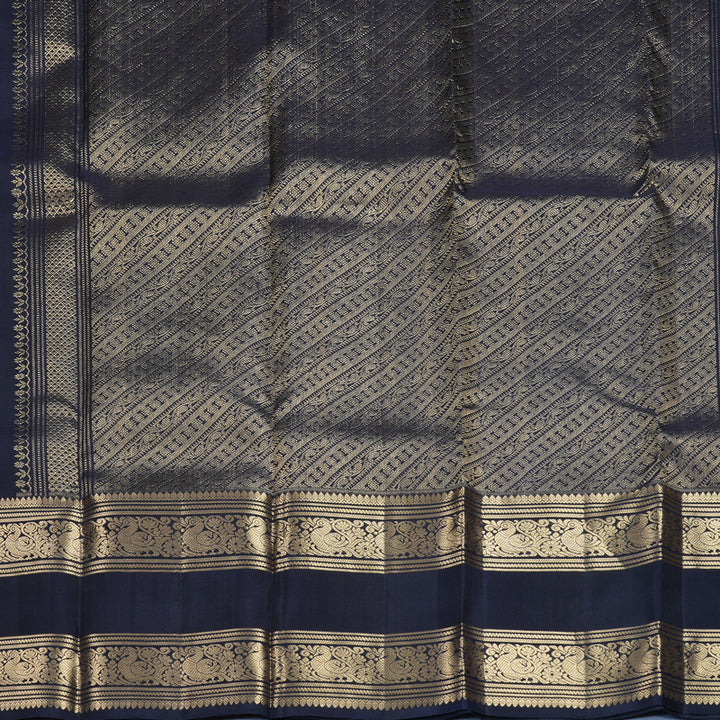 Hayagrivas Handloom Midnight Blue Kanjivaram Silk Saree KBF773H3-2