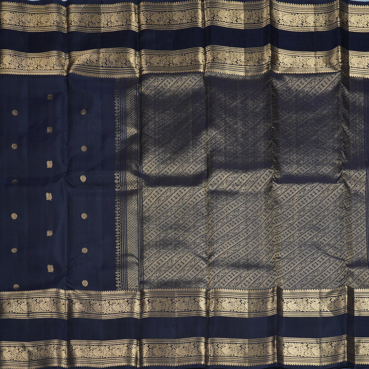 Hayagrivas Handloom Midnight Blue Kanjivaram Silk Saree KBF773H3-2