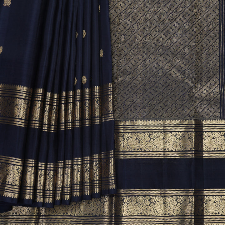 Hayagrivas Handloom Midnight Blue Kanjivaram Silk Saree KBF773H3-2