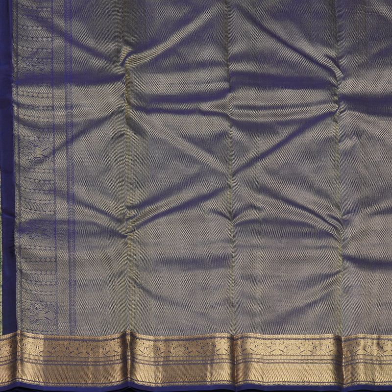 Hayagrivas Handloom Bottle Green Kanjivaram Silk Saree with Navy Blue Border KBF774H11-4