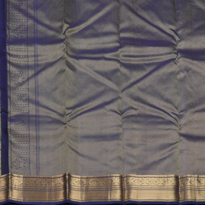 Hayagrivas Handloom Bottle Green Kanjivaram Silk Saree with Navy Blue Border KBF774H11-4